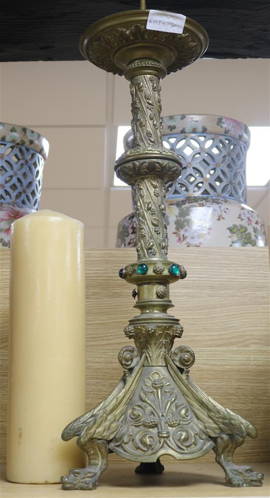 A gilt metal candlestand